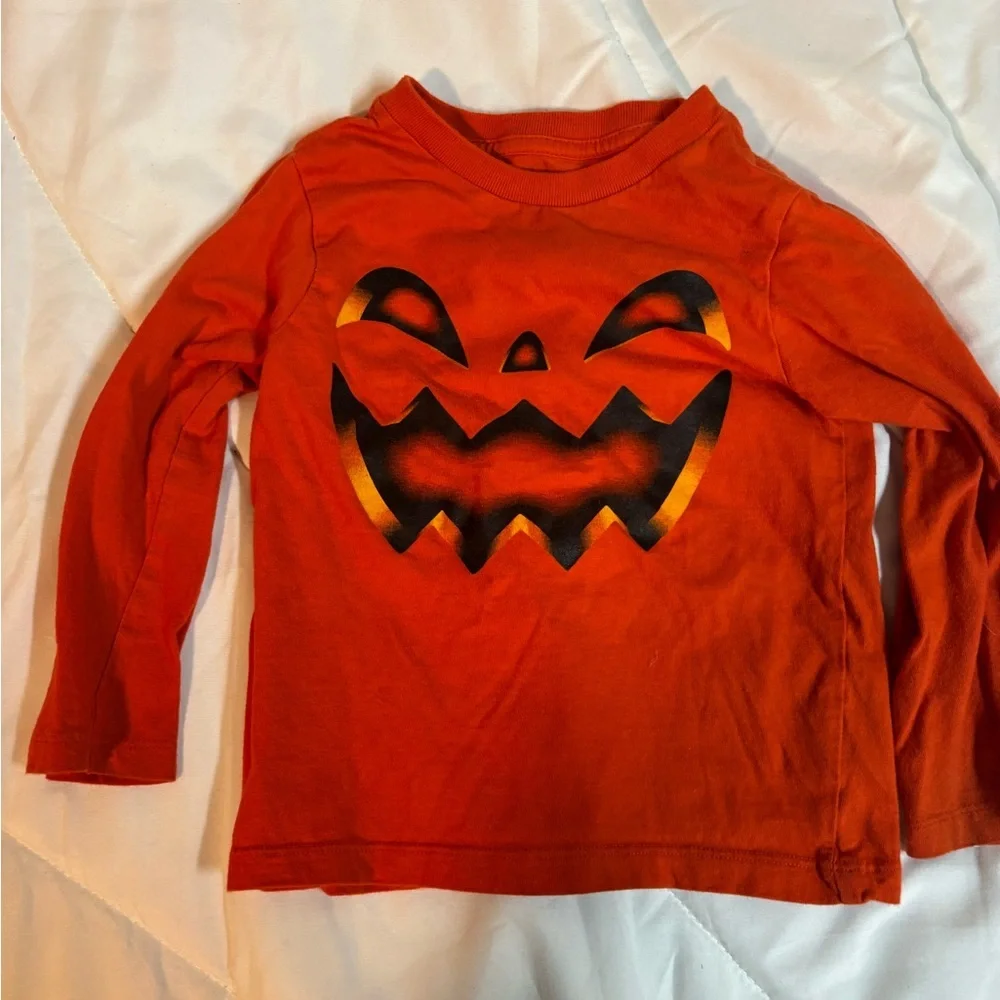The Children's Place Orange Jack-O'-Lantern pumpkin Long Sleeve Tee 18-24 months